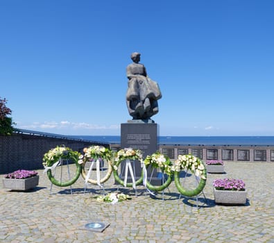 memorial statue in urk, netherlands in remembrance of all the drowned fishermen
