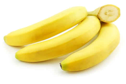 Bunch of Ripe Sliced Banana Isolated on White Background