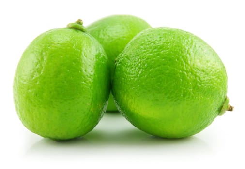 Ripe Green Lime Isolated on White Background