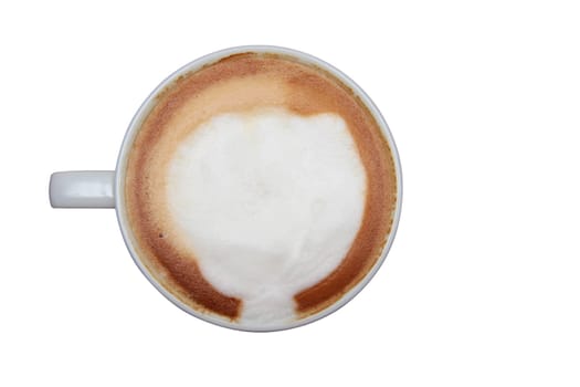 A full cup of esspresso shot from above isolated on white with clipping path