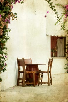 Vintage photo of dining tables and chairs set