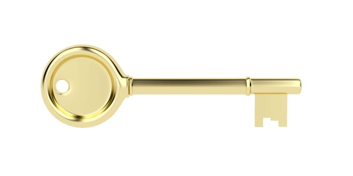 Gold key isolated on white background