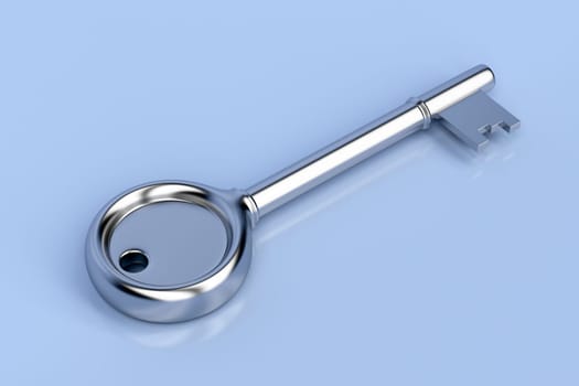 Retro key on glossy blue background
