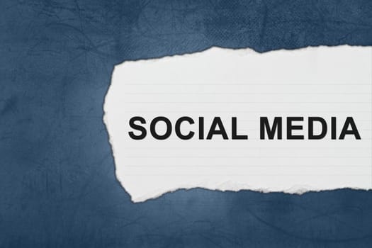 social media with white paper tears on blue texture