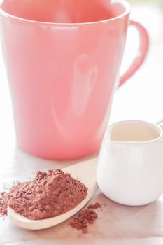 Set of making hot chocolate drink, stock photo