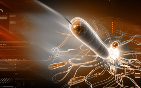 Digital illustration of cholera bacteria in colour background