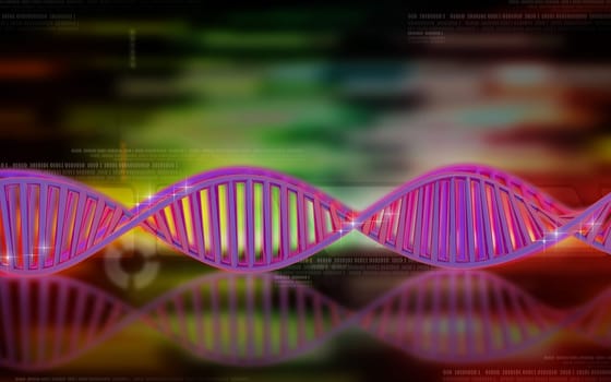 Digital illustration DNA structure in colour background