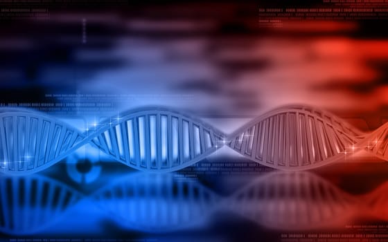 Digital illustration DNA structure in colour background