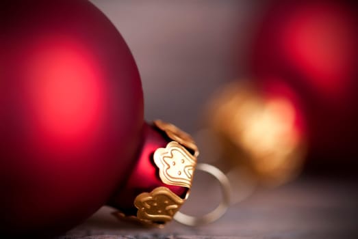 Christmas Ball Macro as Christmas or Winter Background with Copy Space