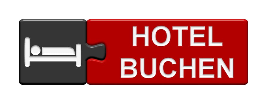 Puzzle button grey red: Book a hotel