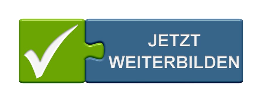 Puzzle button green blue: Educate now