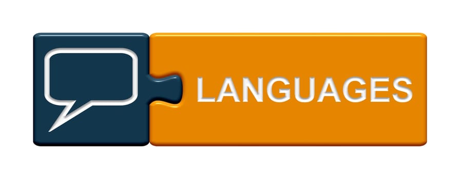 Puzzle button blue orange: languages