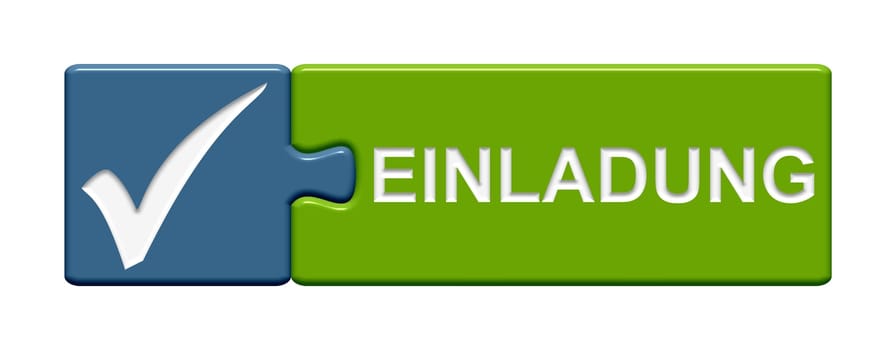 Puzzle button blue green: Invitation
