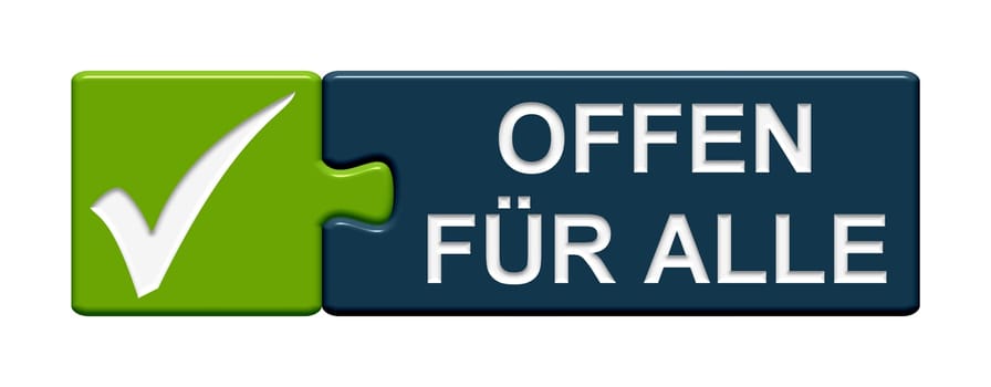 Puzzle button green blue: Open to all