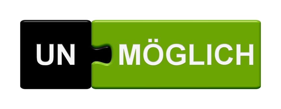 Puzzle button black green: Impossible / Possible