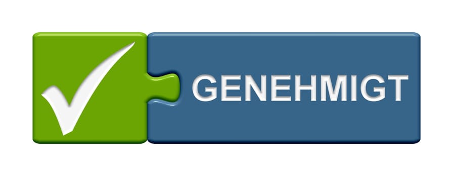Puzzle button green blue: Approved