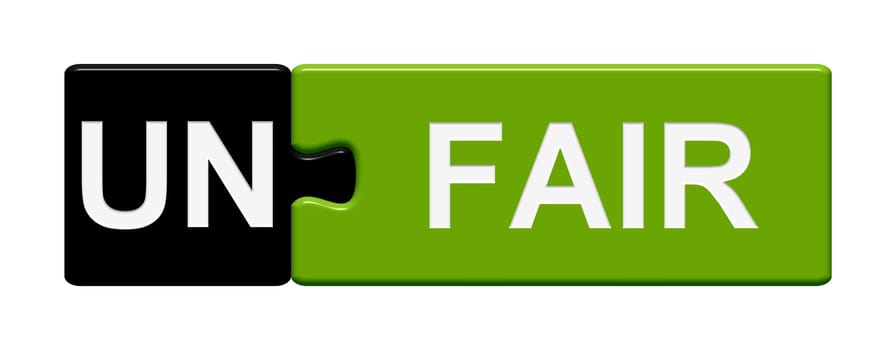 Puzzle button black green: Unfair / Fair