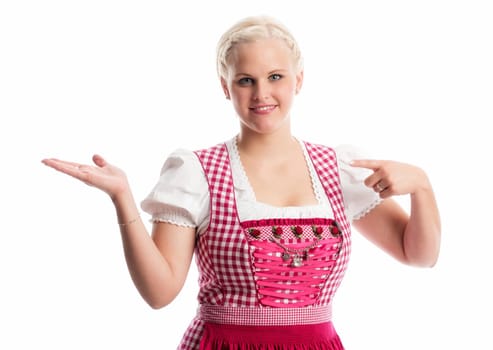 Bavarian girl points her finger