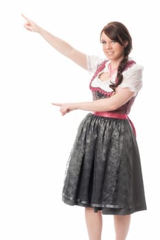 Bavarian girl points her finger