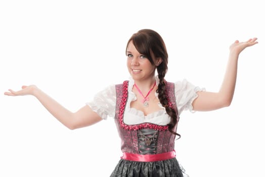 Bavarian girl points her finger