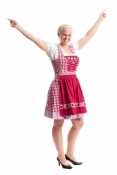 Bavarian girl points her finger