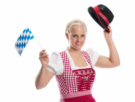Blonde Maid with Flag