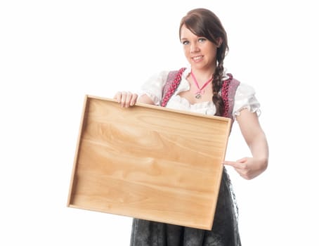 Bavarian girl holds tray