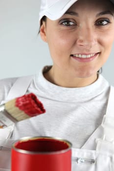 Female decorator starting new project