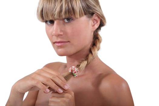 Blonde woman with braid