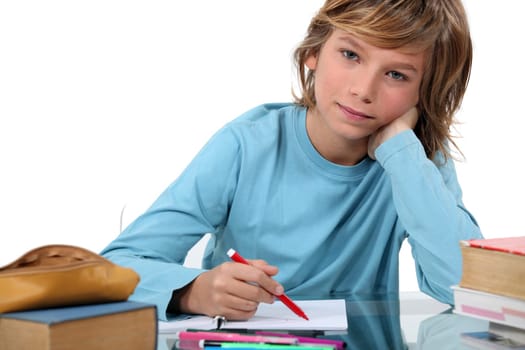 Little girl writing