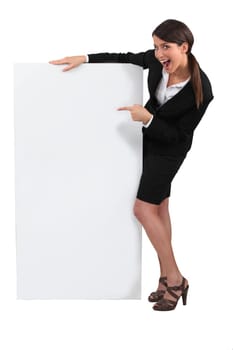 woman with a white board