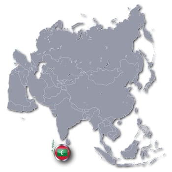Map of Asia with the Maldives