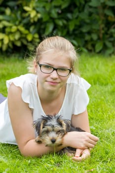 young girl and her dog