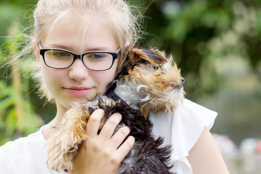 young girl and her dog