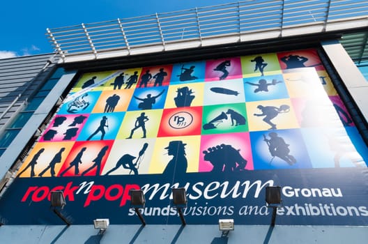 Exterior of the Rock n Pop Museum in Gronau, Germany. The museum tells the cultural history of popular music in the 20th century