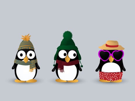 Cute little penguin cartoon characters