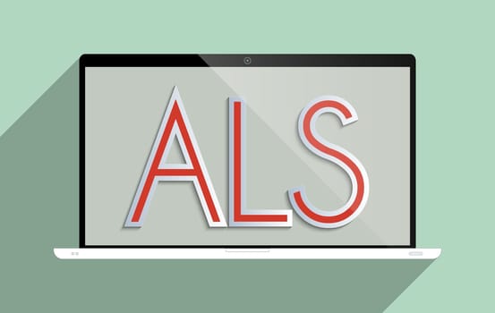 Concept for ALS - Amyotrophic lateral sclerosis, ideas that work, charity and how important is to encourage donations for research. Flat design illustration.