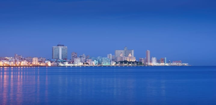 Tourism and travel destinations. Cuba, Caribbean sea, La Habana, Havana. View of skyline and buildings from malecon. Copy space