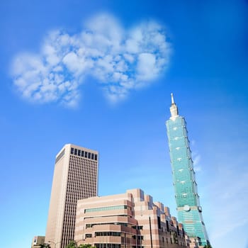 Picture of a a heart cloud on blue sky for adv or others purpose use