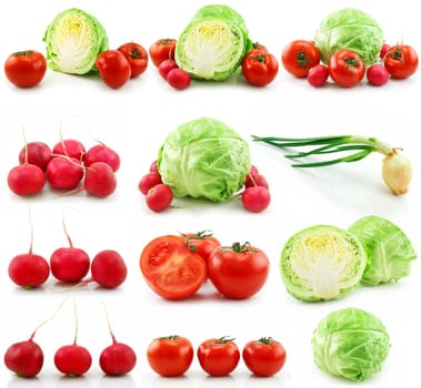 Collection of Ripe Vegetables Isolated on White Background