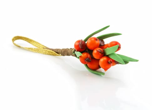 Sea-buckthorn Bunch Isolated on White Background
