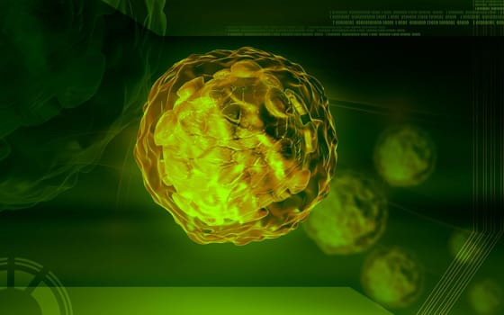 Digital illustration of Polio virus in colour background