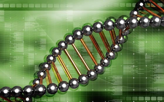 Digital illustration DNA structure in colour background