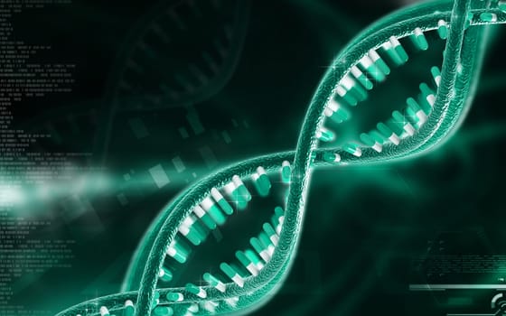 Digital illustration DNA structure in colour background