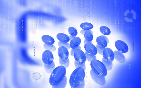 Digital illustration of Liver cod capsule in colour background