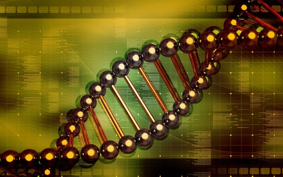 Digital illustration DNA structure in colour background