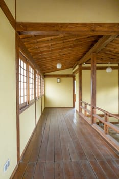 closeup of traditional wooden Japanese house outdoors