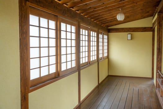 closeup of traditional wooden Japanese house outdoors