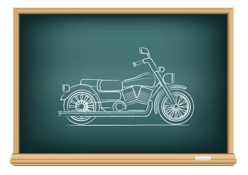 The school blackboard and chalk drawn motorcycle
