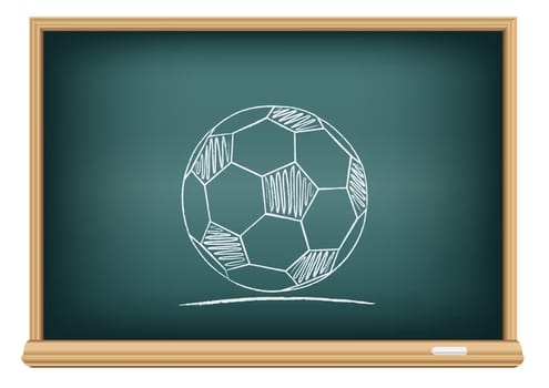 The school blackboard and chalk drawn sport ball